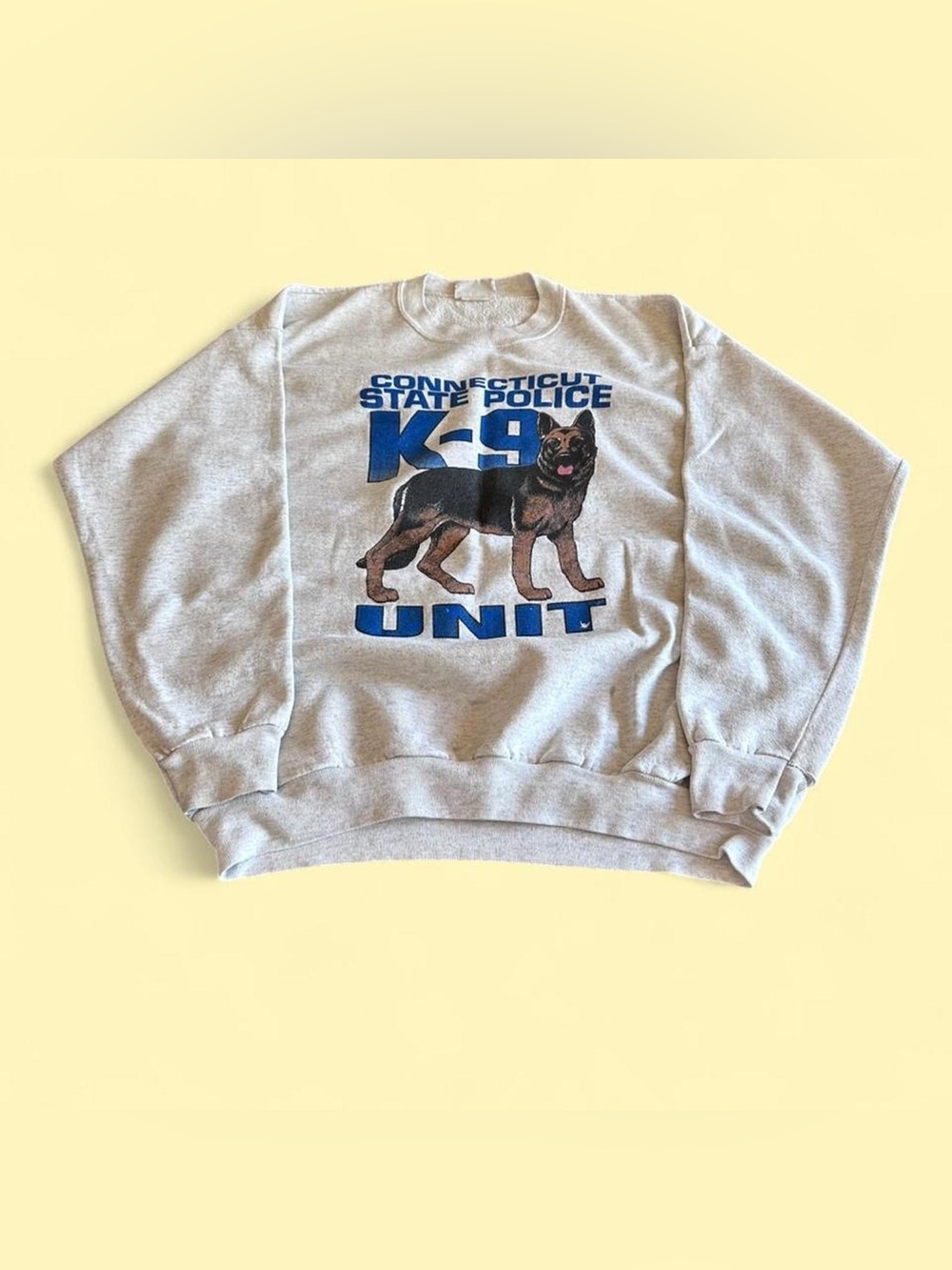 Vintage Connecticut State Police K9 Unit Sweatshirt Gray XL Lee